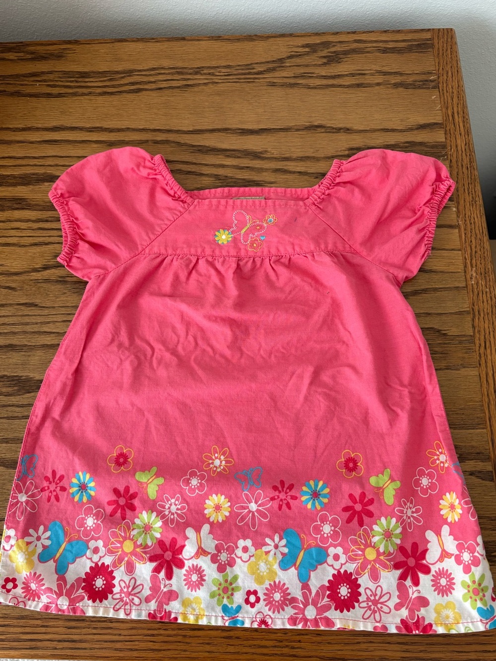 Y2K Girls' Pink Butterfly & Floral Short Sleeve Top